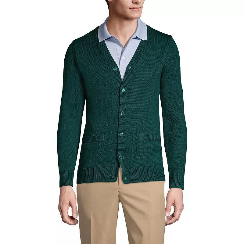 Lands End Mens School Uniform Cotton Modal Button Front Cardigan Sweater Product Image