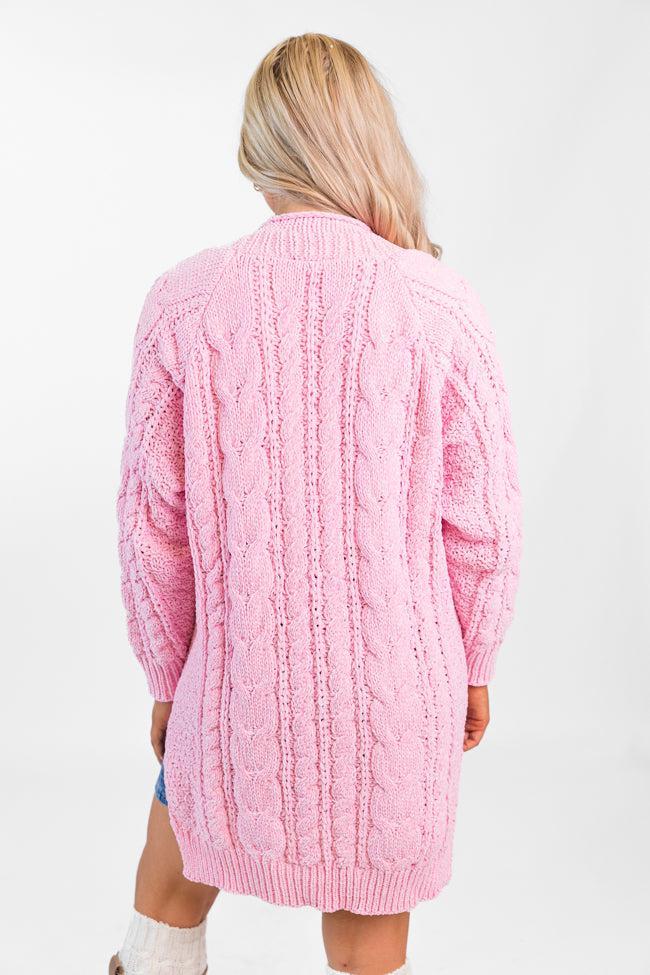 Perfect Day Pink Chenille Cable Knit Cardigan FINAL SALE Product Image