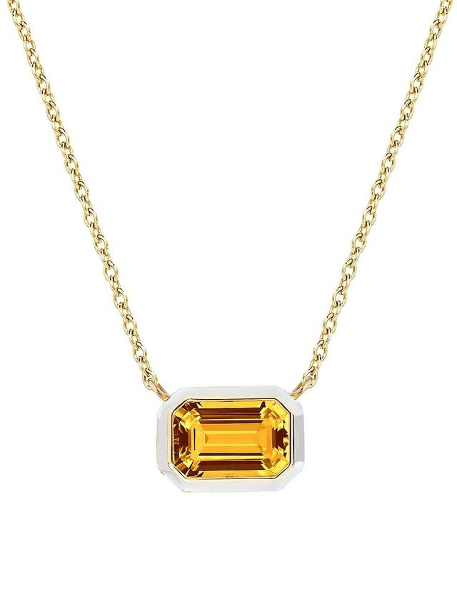 Womens Queen 18K Yellow Gold, Citrine, & Enamel Pendant Necklace Product Image