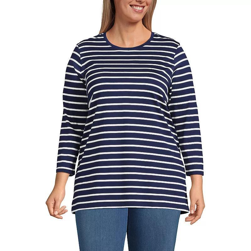 Plus Size Lands End Supima Cotton Relaxed Fit Crewneck Tunic, Womens Baltic Blue Product Image