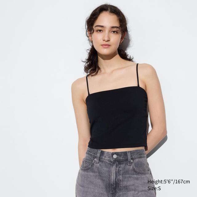 Womens Airism Cropped Bra Tube Top Black Small UNIQLO US Product Image