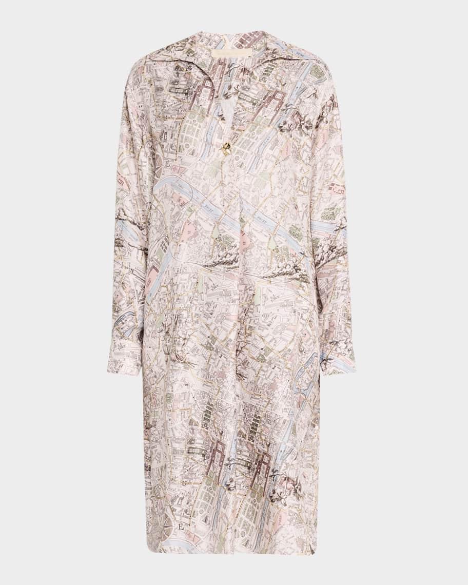 Elora Map-Print Shift Shirtdress Product Image