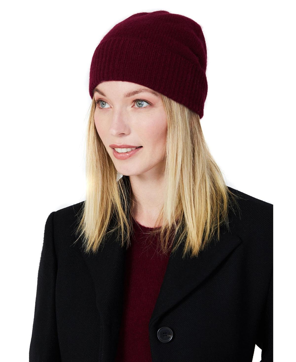 Style Republic 100% Pure Cashmere Womens Ribbed Cuff Beanie Product Image