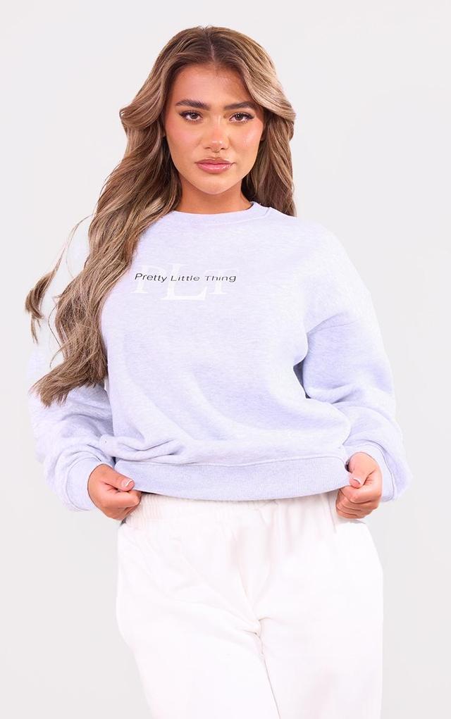 PRETTYLITTLETHING Ash Grey Graphic Oversized Crewneck Sweatshirt Product Image