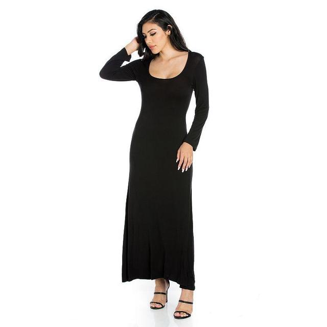 Womens 24seven Comfort Apparel Scoopneck Long Sleeve Maxi Dress Product Image