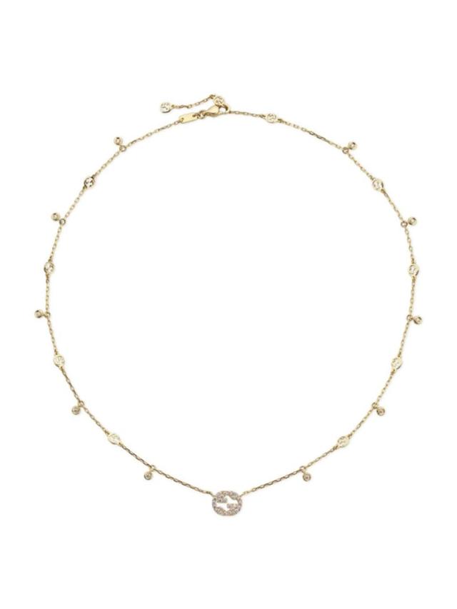 GUCCI Interlocking G Diamond Necklace In Yellow Gold Product Image