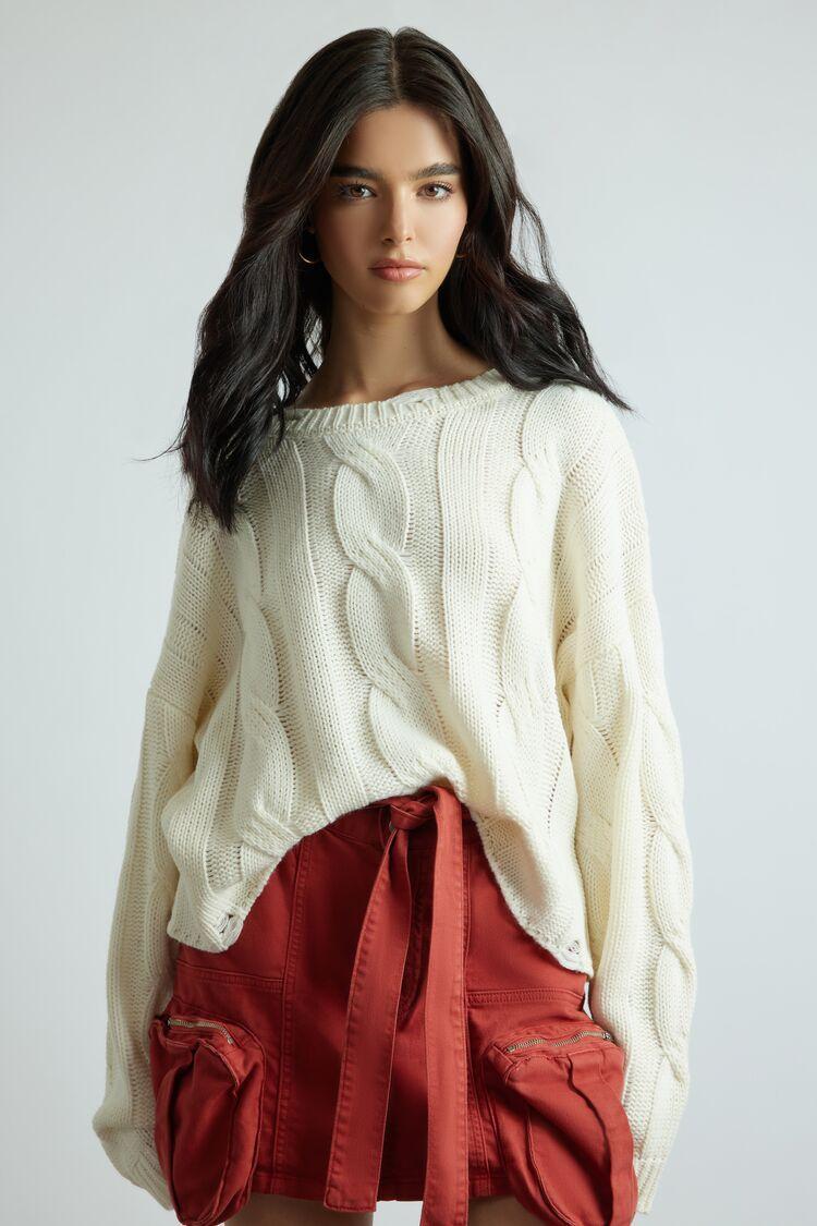 Cropped Cable Knit Sweater | Forever 21 Product Image