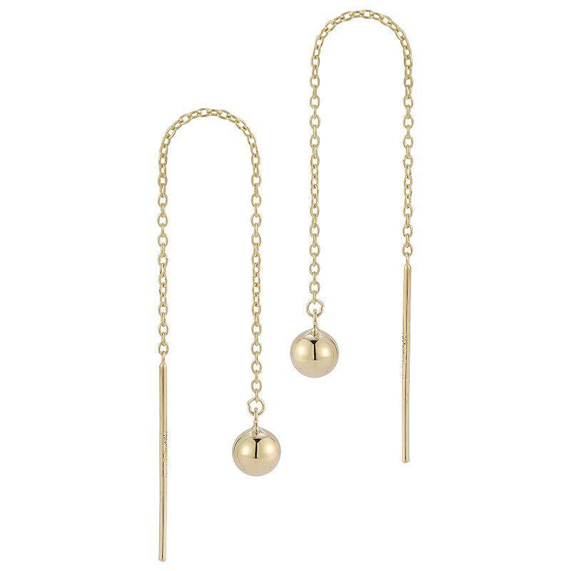 LUMINOR GOLD 14k Gold Ball Threader Earrings, Womens Product Image