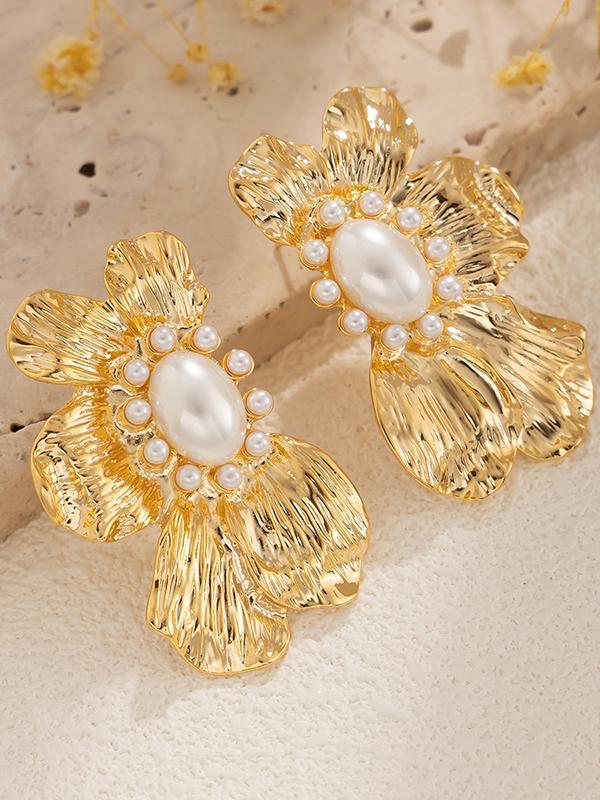 Flower Shape Geometric Pleated Earrings Accessories Product Image