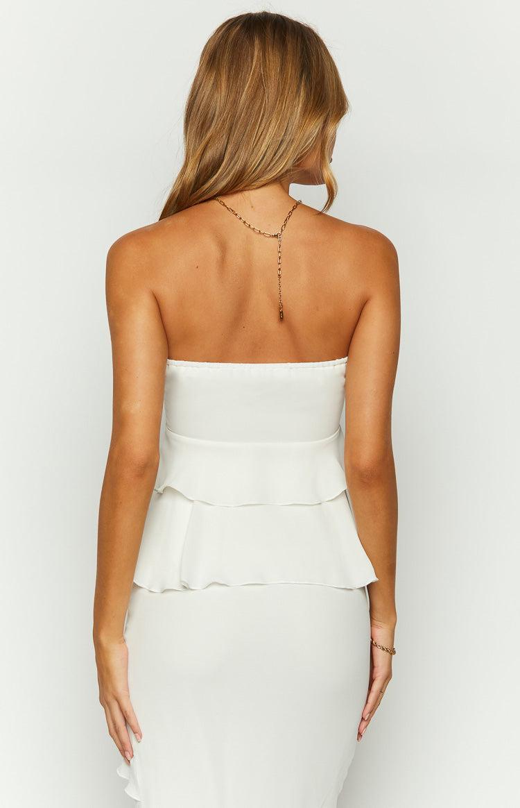 Raleigh White Ruffle Strapless Top Product Image