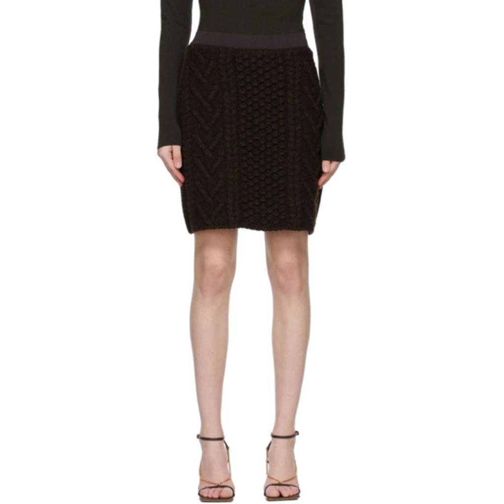 Brown Knit Wool Skirt In 2188 Fondente Melang Product Image