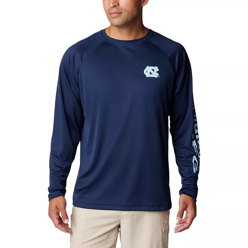 Mens Columbia North Carolina Tar Heels Big & Tall Terminal Tackle Omni-Shade Raglan Long Sleeve T-Shirt Blue Product Image