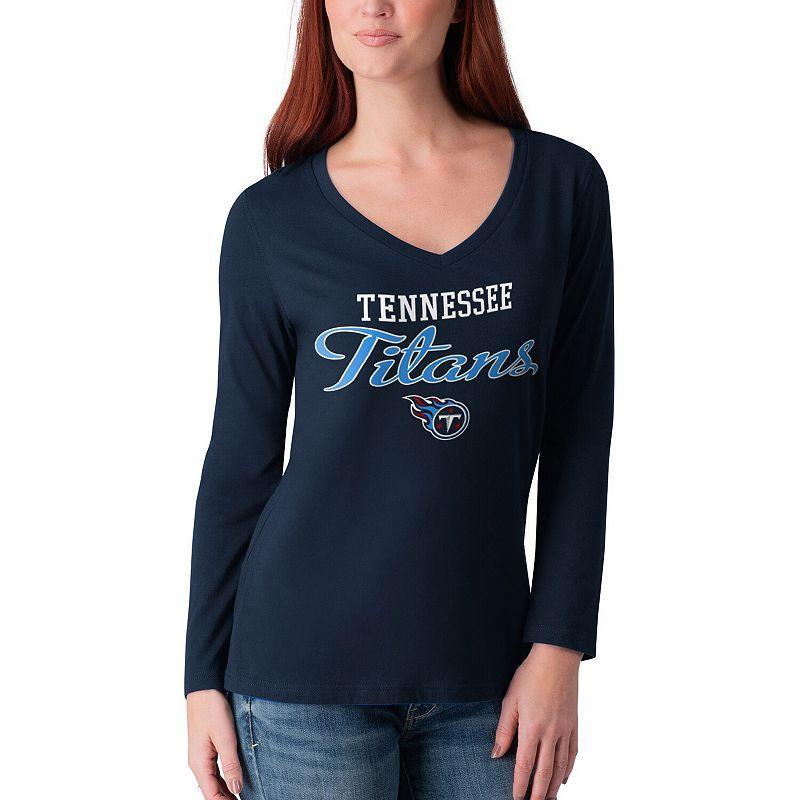 Womens G-III 4Her by Carl Banks Tennessee Titans Post Season Long Sleeve V-Neck T-Shirt Blue Product Image