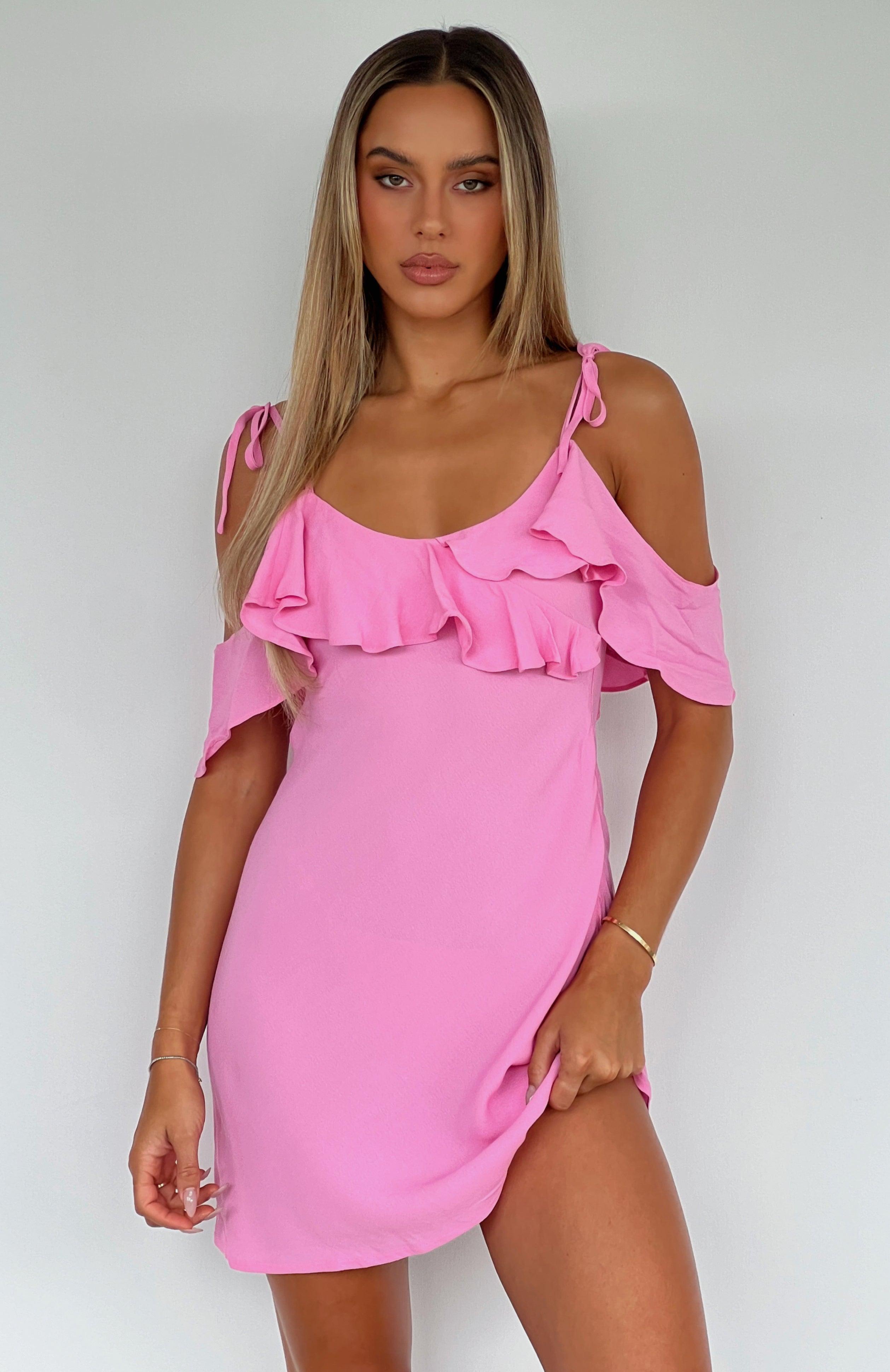 Keeping Up Off Shoulder Mini Dress Pink product image