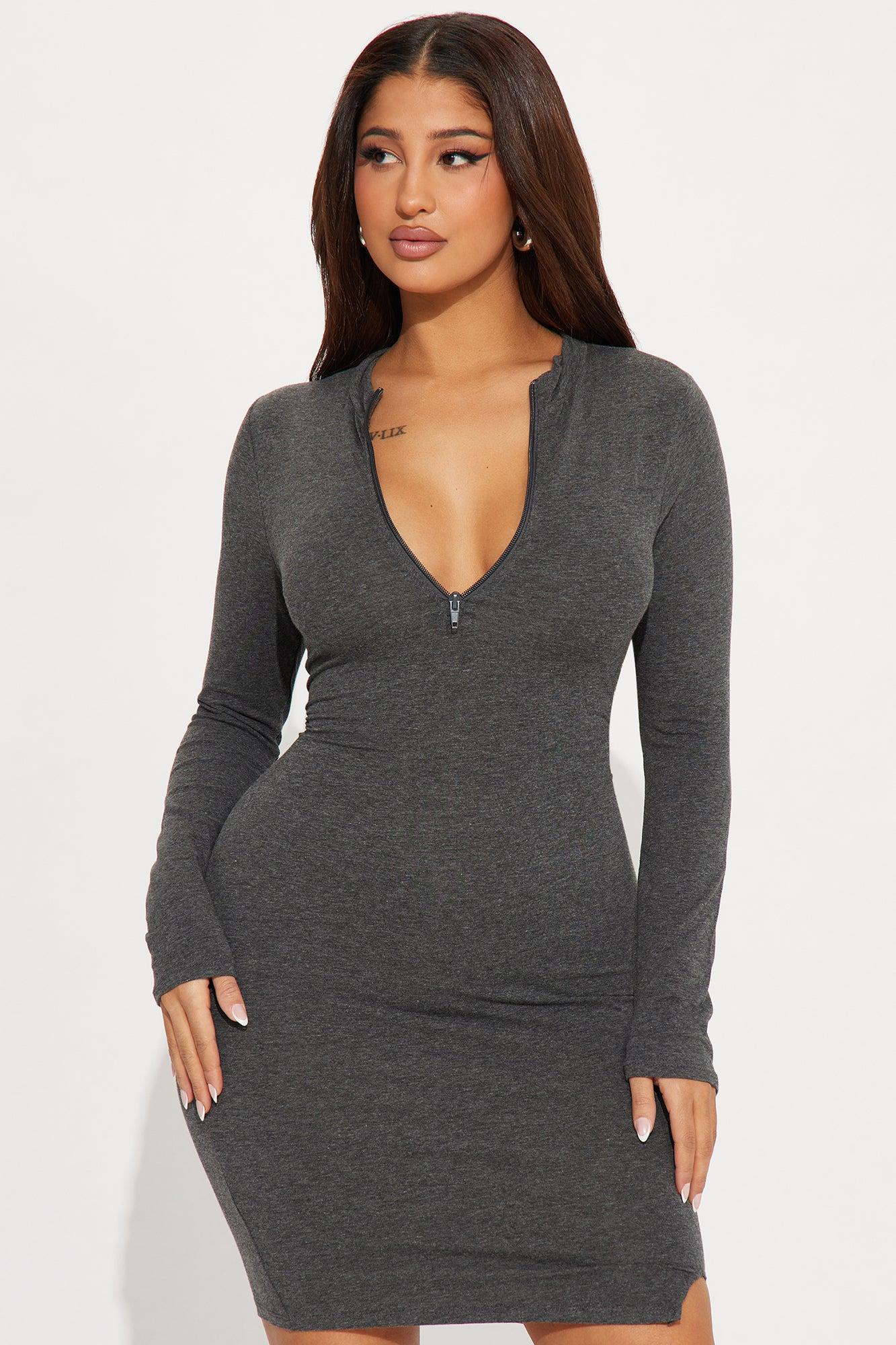 Rory Cotton Mini Dress - Charcoal Product Image