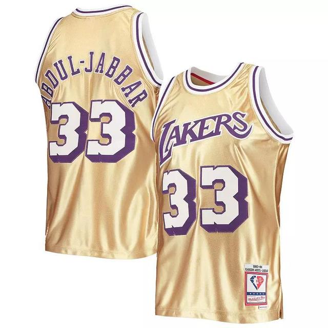 Mens Mitchell & Ness Kareem Abdul-Jabbar Los Angeles Lakers 75th Anniversary 1983-84 Hardwood Classics Swingman Jersey Product Image