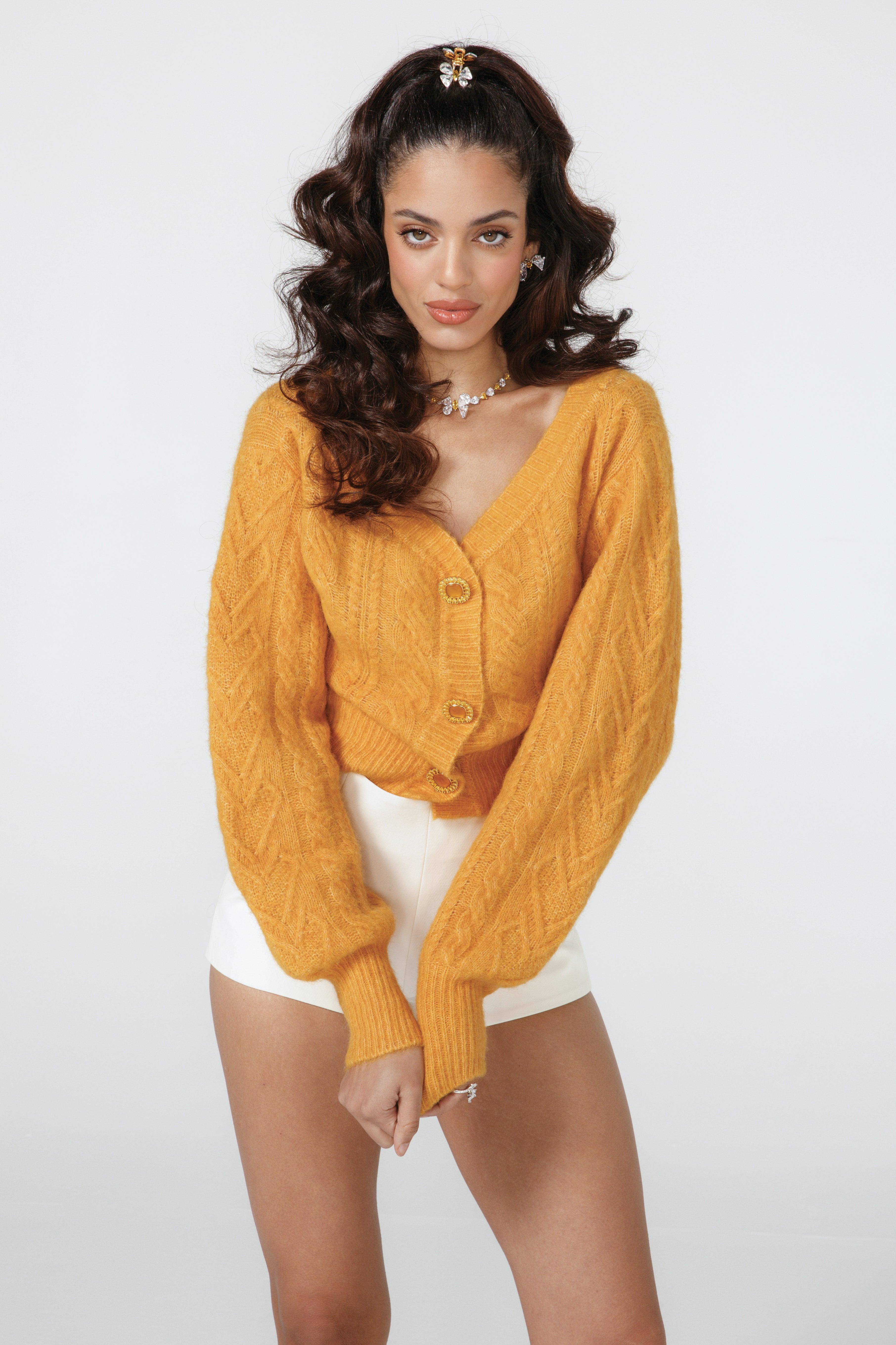 Eva Off Shoulder Cardigan (Yellow) Product Image