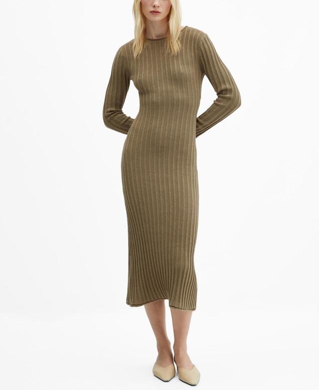 MANGO - Ribbed knit dress khakiWomen Product Image