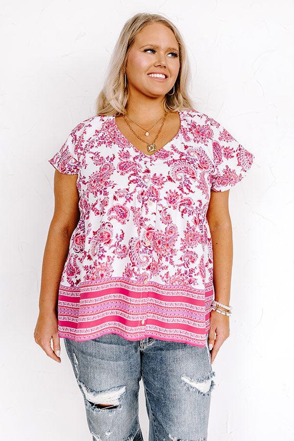 Blossom Boulevard Babydoll Top In Fuchsia Curves Product Image