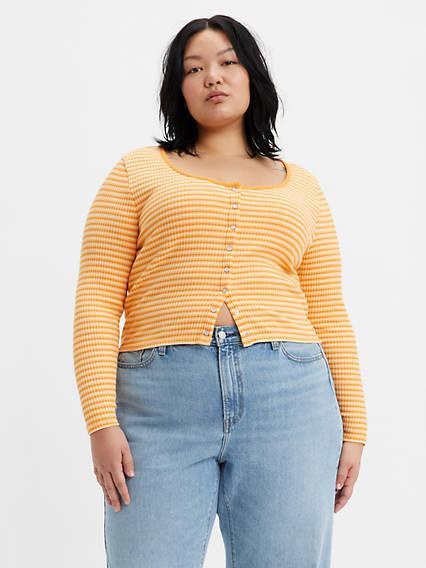 Long Sleeve Britt Snap Front Top (Plus Size) Product Image