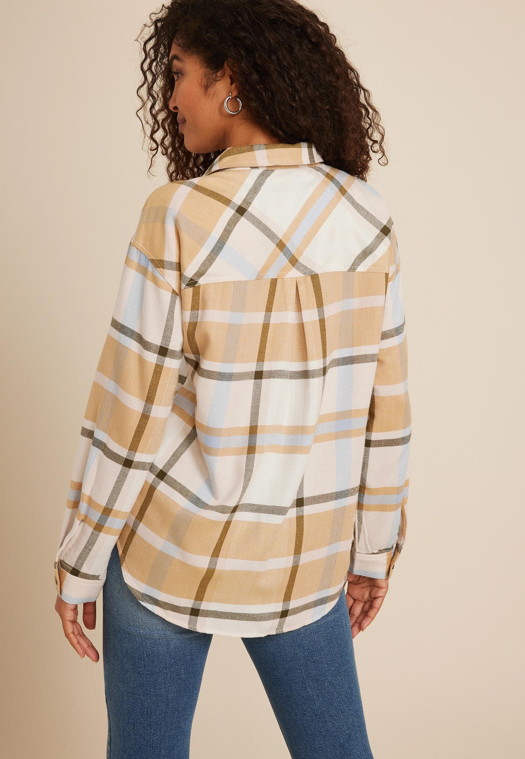 Cabin Plaid Half Zip Long Sleeve Oversized Top Product Image