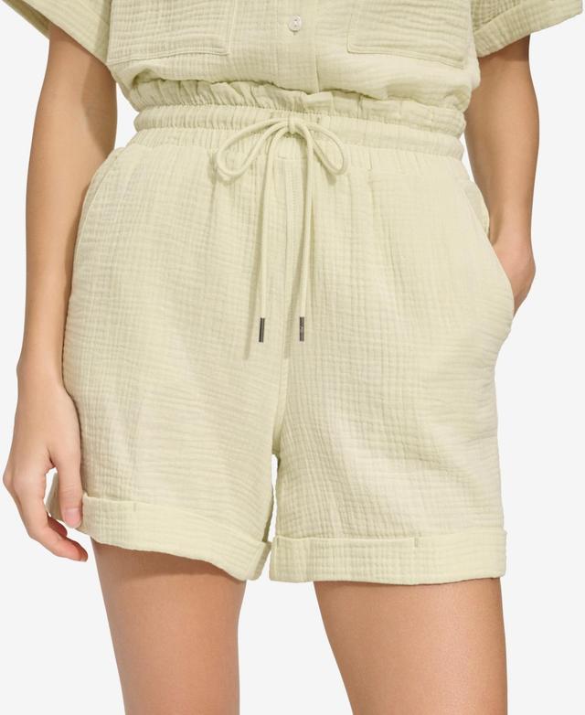 Andrew Marc Sport Womens High Rise Gauze Shorts with Rolled Cuff Product Image