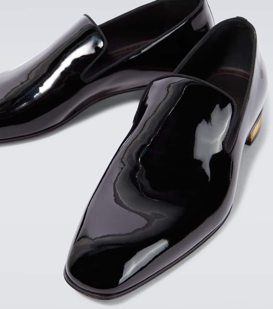 CHRISTIAN LOUBOUTIN Colonnaki Flat Loafers In Black Patent Leather Product Image