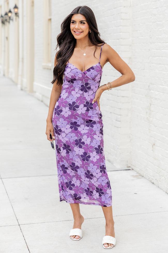 Looking Good Purple Floral Tank Strap Midi Dress FINAL SALE Product Image