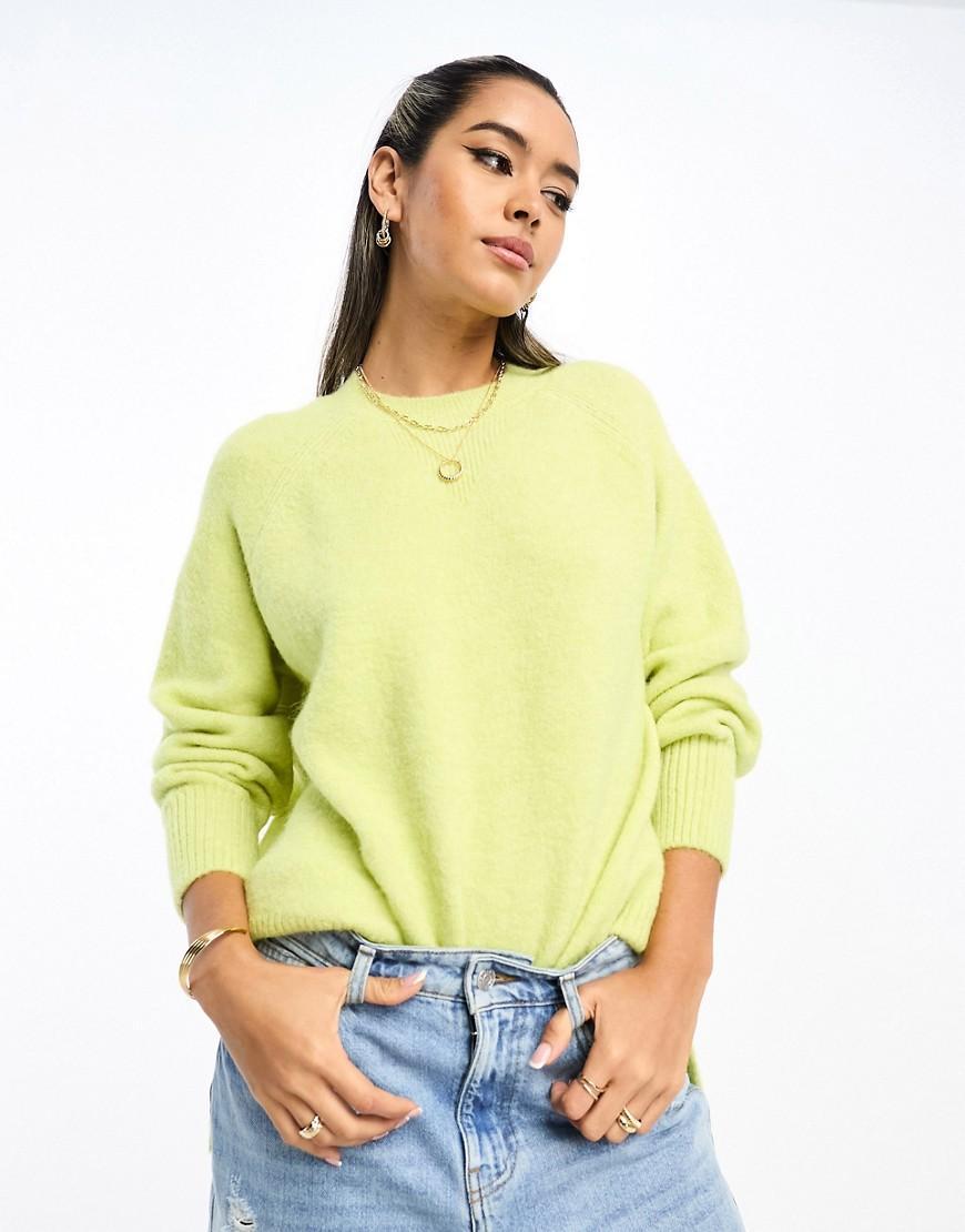 River Island oversized stripe sweater in lime product image