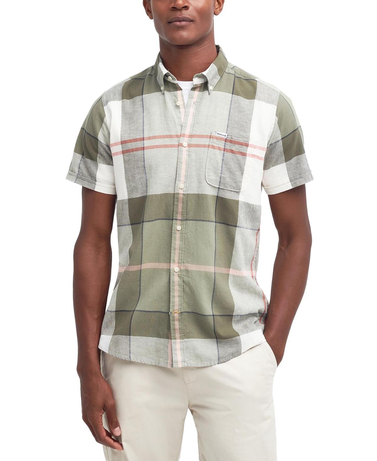 Barbour Mens Douglas Tailored Fit Plaid Short Sleeve Cotton & Linen Button-Down Shirt Product Image