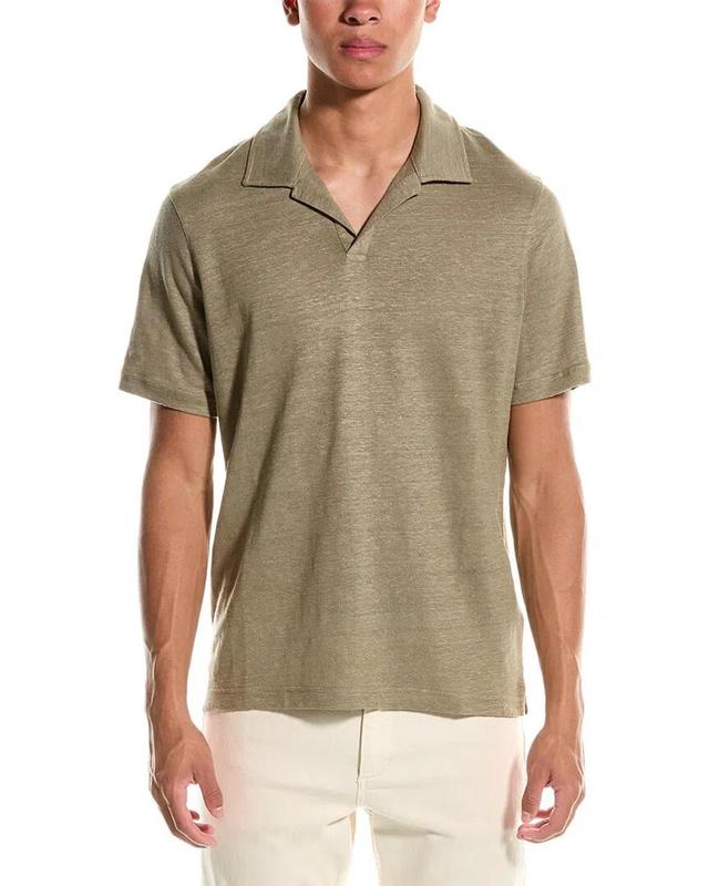 Linen Polo Shirt In Green Product Image