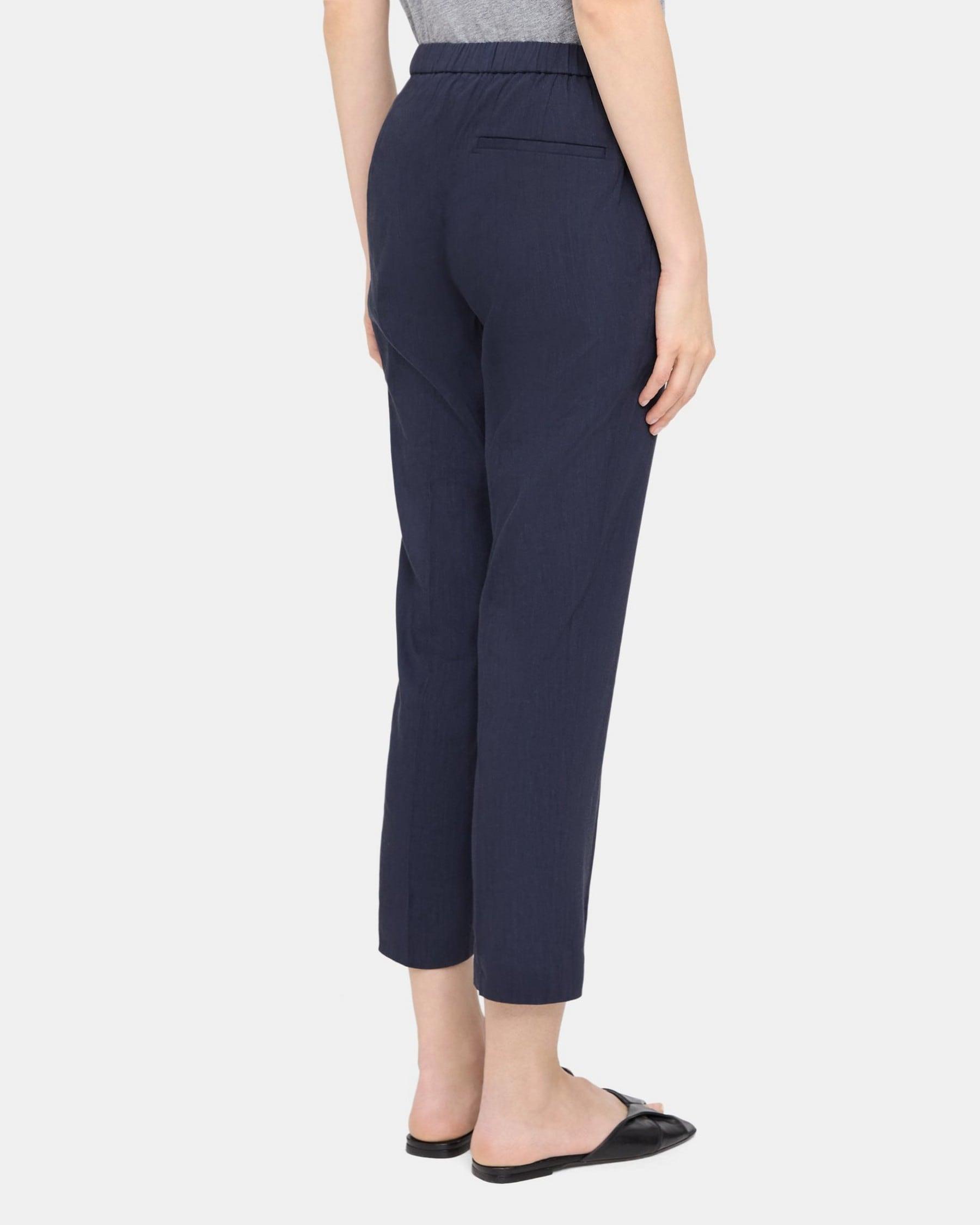 Slim Cropped Pull-On Pant in Linen-Blend Product Image