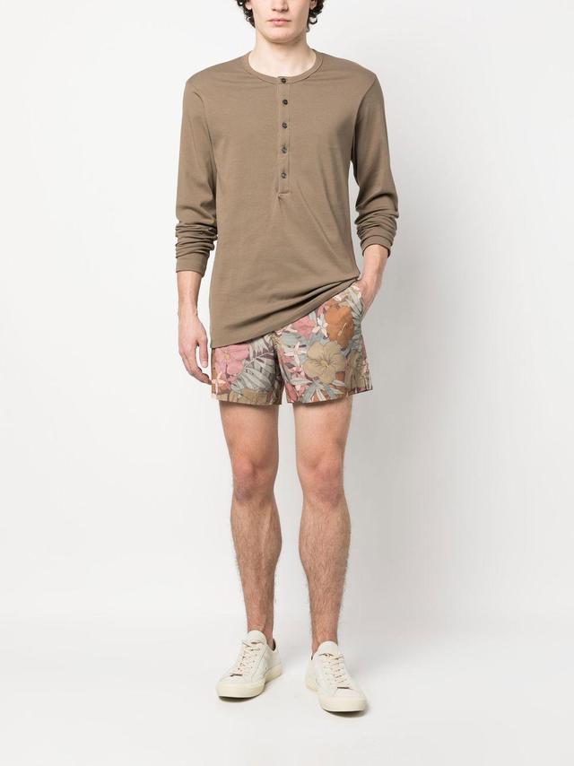 TOM FORD Floral-print Deck Shorts In Grün Product Image