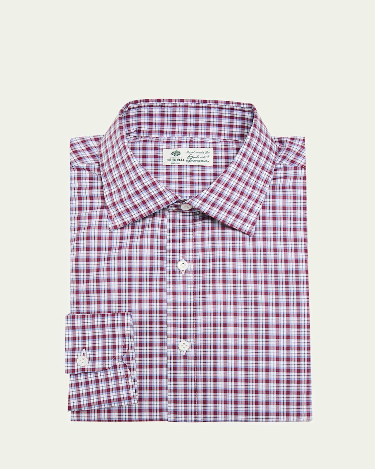 Mens Cotton Micro-Check Casual Button-Down Shirt Product Image