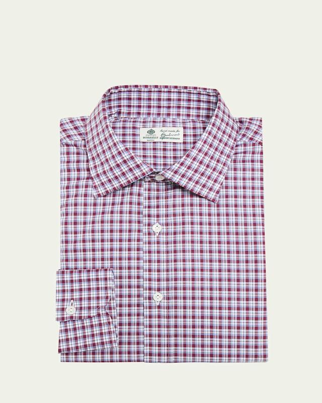 Mens Cotton Micro-Check Casual Button-Down Shirt Product Image