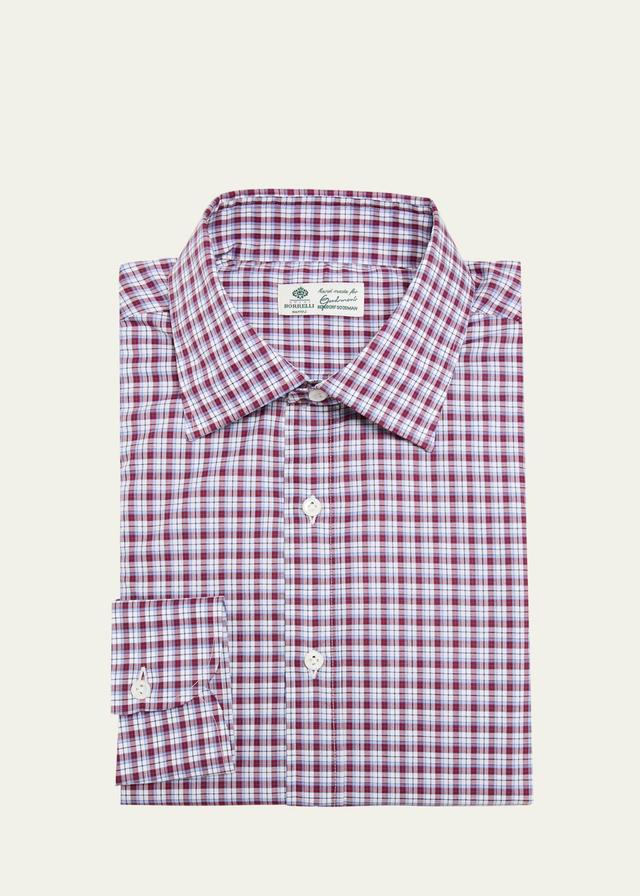 Mens Cotton Micro-Check Casual Button-Down Shirt Product Image