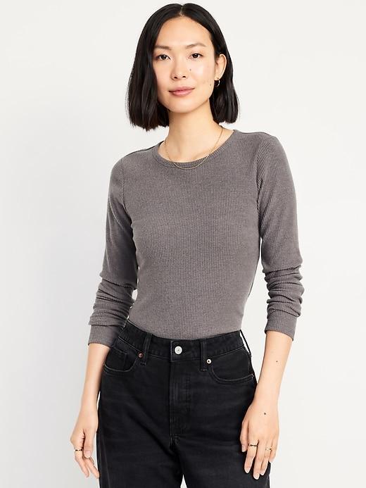 Plush-Knit Long-Sleeve T-Shirt Product Image