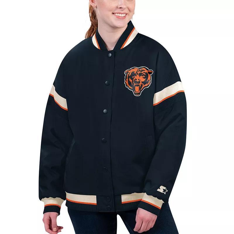 Womens Starter Chicago Bears Tournament Full-Snap Varsity Jacket Blue Product Image