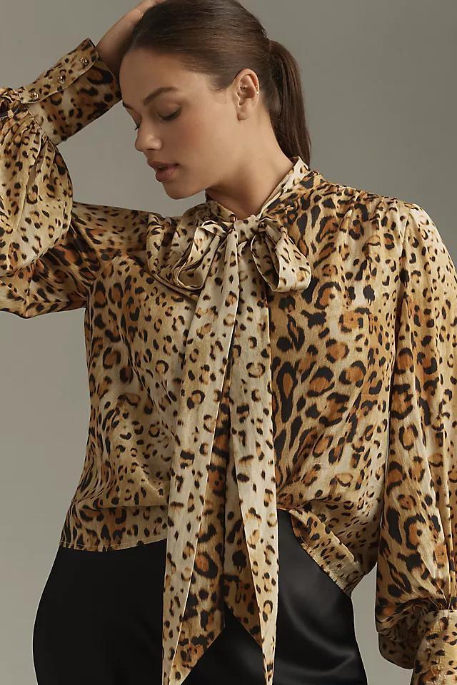 Let Me Be Animal Print Tie-Neck Blouse Product Image