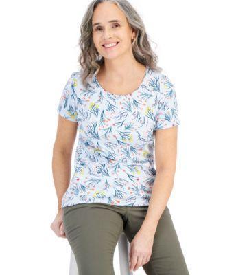 Women's Short-Sleeve Printed Scoop-Neck Top, Created for Macy's Product Image