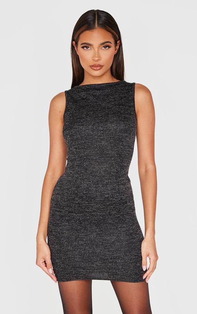 Black Textured Sleeveless Bodycon Dress Product Image