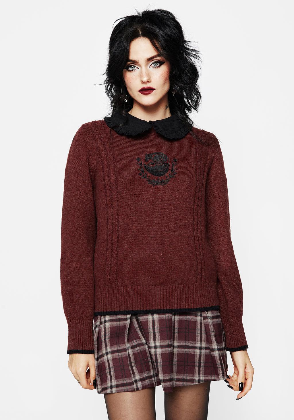 Foxfire Embroidered Cable Knit Sweater Product Image