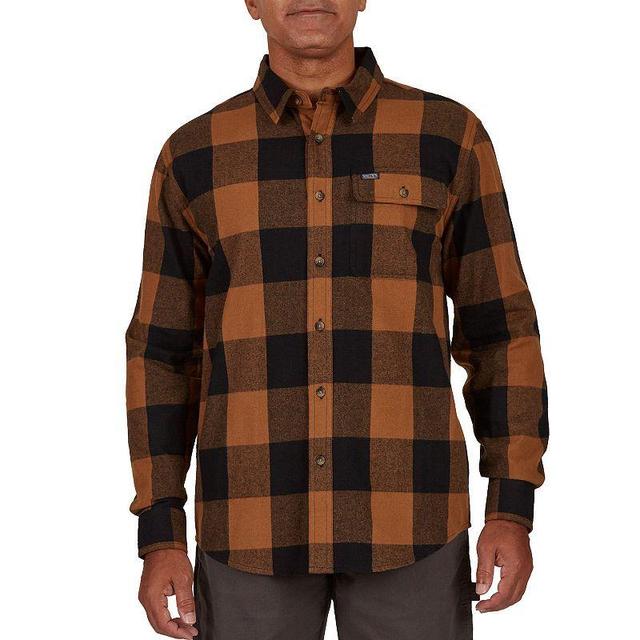 Mens Smiths Workwear Relaxed-Fit Buffalo Plaid Flannel Button-Down Shirt Brown Black Product Image