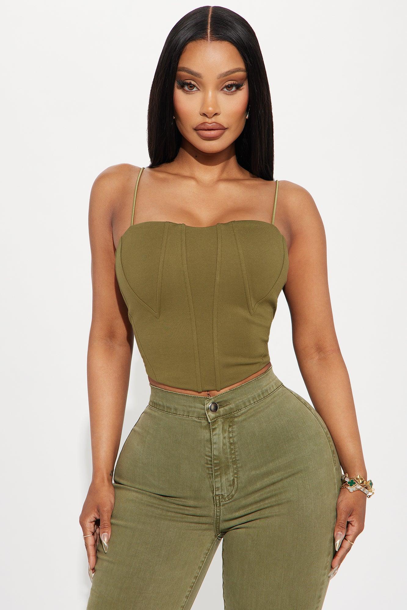 Samantha Corset Top - Olive Product Image