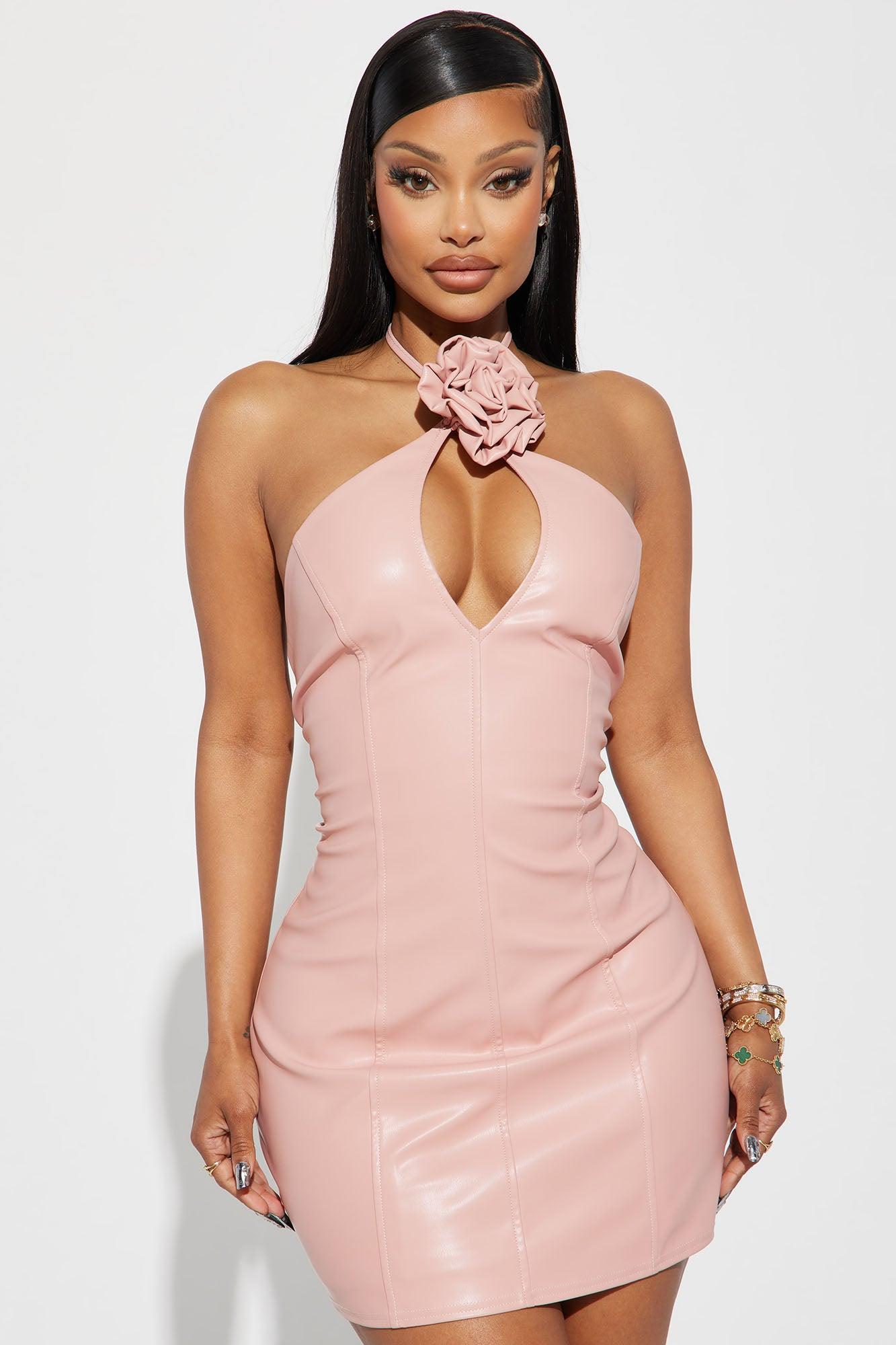 Lucy Faux Leather Mini Dress - Pink Product Image