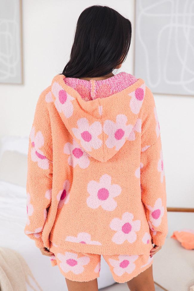 Movies and Chill Fuzzy Orange and Pink Flower Hoodie FINAL SALE Product Image