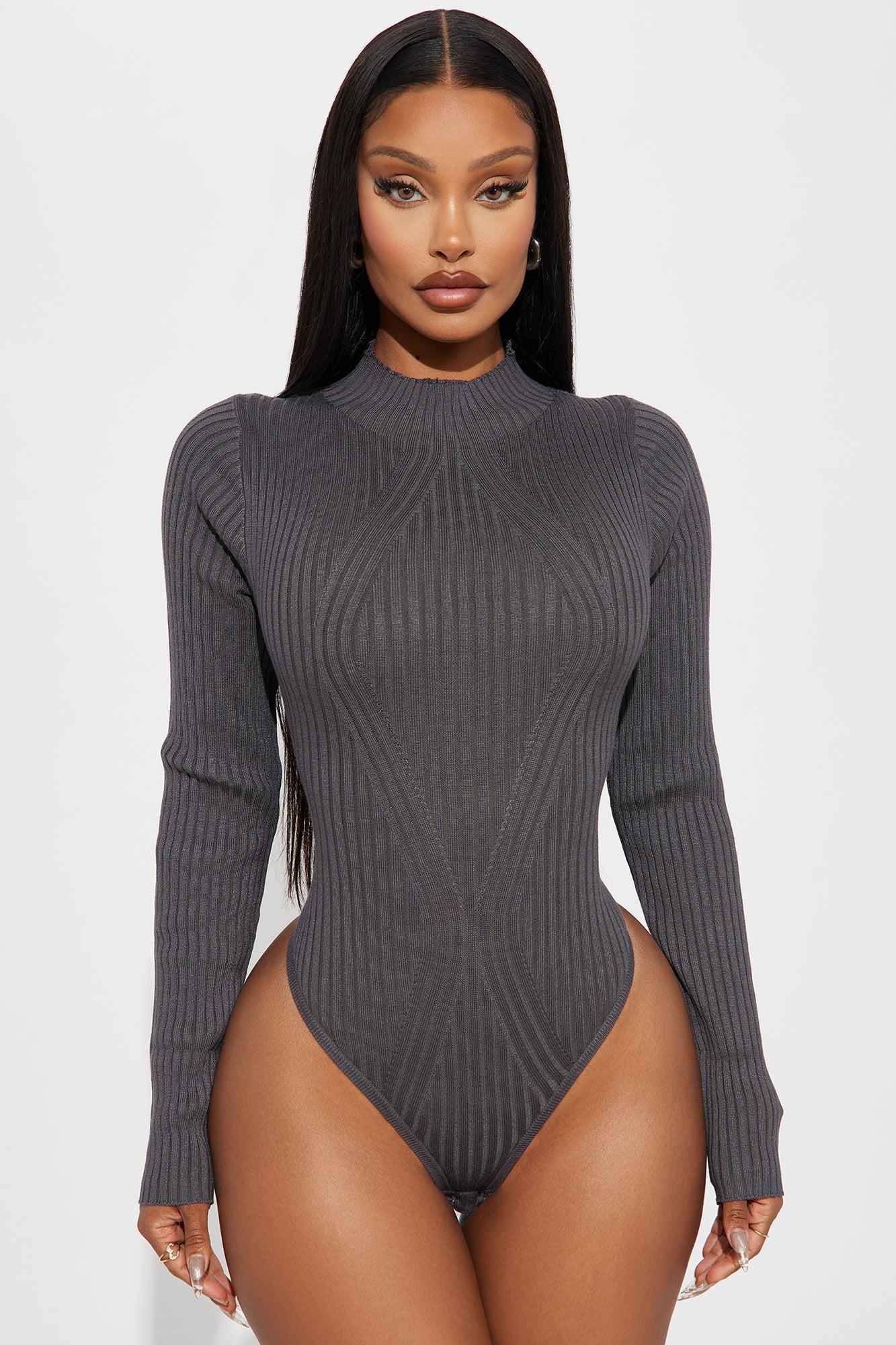 Marenna Sweater Bodysuit - Grey Product Image