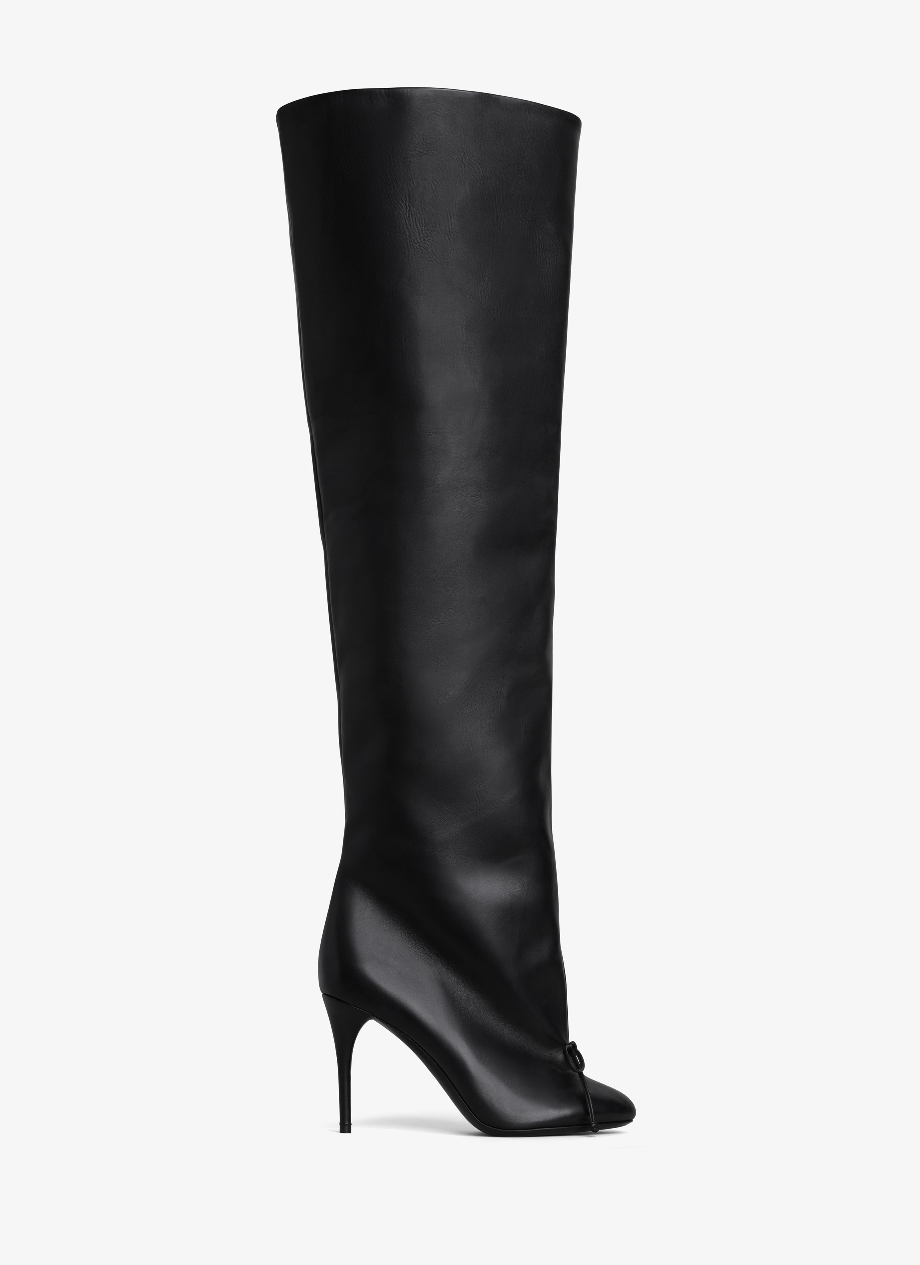 Black DECOLLETE OVER-THE-KNEE BOOTS IN CALFSKIN Product Image