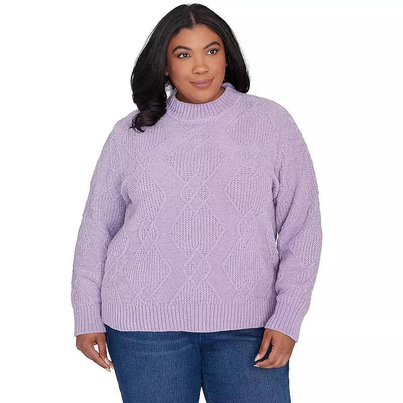 Plus Size Alfred Dunner Chenille Diamond Mockneck Sweater, Womens Product Image