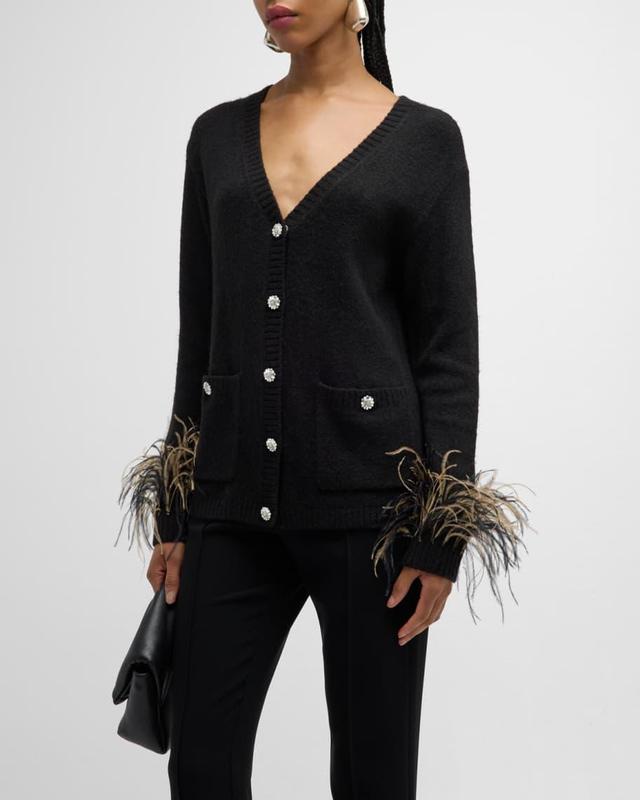 Dreama Marnie Feathered-Cuff Cardigan Product Image